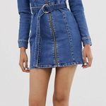 Bershka Denim Shirt Dress In Blue Photo 0