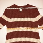 J.Crew  Sweater 100% Merino Wool Chunky Cable Knit Wide Stripes Size S Photo 7