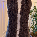 Luii NWOT Unique Textured Loop Fringe Dark Gray Open Knit Scarf Vest Black Photo 0