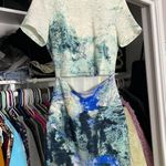 Bec & Bridge  blue watercolor cut out short sleeve mini dress 4 Photo 1