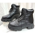 Wild Diva  Lounge Black Lace Up Lugged Boots, Size 8.5 Photo 2