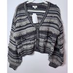 L'Agence  Harriet Blouson Sleeve Wool Blend Cardigan Brown Mulit Stripe M $360 Photo 15
