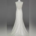 David's Bridal Ivory Lace Tank Lace Wedding Dress with Illusion Back Size 8 Photo 2