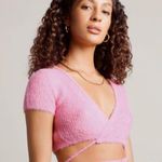 Tobi Boutique Pink Fuzzy Wrap Crop Top Photo 0