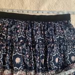 Free People Navy Blue Floral Tiered Boho Sequin Ruffle Elastic Pull On Skirt Photo 5