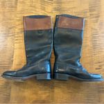 Frye | Black Leather Brown Top Tall Boots 6.5 Pull On Woman’s Photo 1