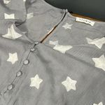 Storia  medium v-neck grey romper white embroidered starts ruffle batwing sleeves Photo 9