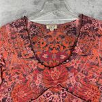 One World Tunic Top Women Floral Paisley Boho Casual Pink Orange Size Large Photo 3