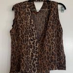 Vintage apart silk high neck leopard print sheer sleeveless blouse medium Brown Photo 6