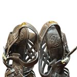 Tory Burch Shoes Womens Size 7.5M Brown Leather Woven High Heel Sandals Strappy Photo 3