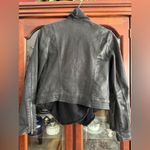 Free People Drape Front Coated Jacket Black Moto Waxed Denim Photo 5