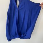Parker  Cobalt Blue Silk Sleeveless Wrap Front Blouse Small Photo 2