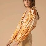 Alix of Bohemia Poet Sunrise Shibori Blouse Gold Tie Dye Long Sleeve Top Size M Photo 0