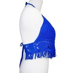 Sans Souci 2/$20 Blue Crochet Boho Hippie Cropped Fringe Halter Top sz Small Photo 1