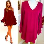 Lulus Lulu’s Get A Glimpse Plum Bell Sleeve Shift Dress Photo 1