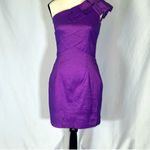 Jessica McClintock  Womens Purple Shimmery Ruffle One Shoulder Mini Dress 8 Photo 2