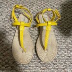 Jack Rogers Evie Espadrille T-Strap Sandals Leather Yellow Size 8 Photo 1