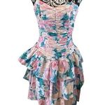 Vintage Byer Too Floral Strapless Dress Dance Prom Summer Wedding Pink Photo 0