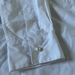Impressions Vintage White Lace Embroidered Button Up Top Photo 4