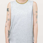 Lululemon Brunswick Muscle Tank Heathered Light Grey Golden Lime Size 12 Cotton Photo 0