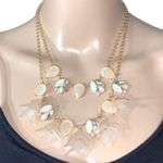 Womens Necklace Elegant Double Strand Shell with Crystal Accents Pink Photo 3