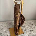 YSL Yves Saint Laurent Rive Gauche Metallic Bronze Leather Bow Shoulder Bag Photo 3