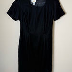 Talbots Vintage  Black Velvet Cocktail Dress Womens 4 Petite Midi 90s Formal Photo 0