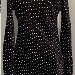 ZARA  New Women Black/White Long Sleeve Polka Dot Satin Dress Size Large Photo 1