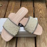 Bamboo Pearl and Diamond Embellished Slide Sandals Size 8 US/ 38/EUR NEW Photo 3