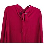 Love Riche Embroidered Hem Blouse Womens Size S Tie Back Red Long Sleeves Photo 4