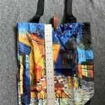 Polyester Oil Painting Van Gogh Tote Bags Reusable Bag Café Terrace at Night new Blue Photo 3