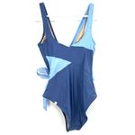 Summersalt  Size 4 Wrap One Piece Tie Front Swimsuit Sky Blue Lined Cup Swimwear Photo 1