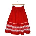 Handmade Vintage Red Polkadot Flowy Skirt w Lace Accents‎  Coquette Milk Maid Photo 1