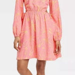 Universal Threads Universal Thread Ballon Long Sleeve Mini A Line Dress Waist Cutout M NWT Photo 0