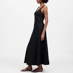 Madewell NWT Women's Size 12 Black Scoopneck Sleeveless Midi Dress 100% Linen Photo 1