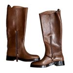 Tory Burch Riding Boot Size 5.5 Pallisandro Brown Leather Logo Photo 2