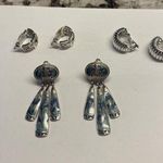 Lot Of 3 Silver Tone Costume Earrings Screw On Clip Photo 0