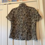Vintage Anna & Frank 100% Silk Animal Print Short Sleeve Button Down Shirt Large Tan Photo 1