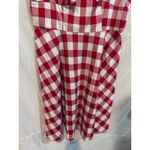 GOOBGS Red White Gingham Plaid Square Neck Puff Sleeve Fit Flare Dress XL Photo 6