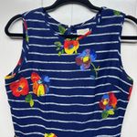 Maison Jules  Striped Blue Floral Sleeveless A Line Women's Dress Size Medium Photo 2