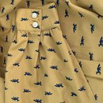 Vintage Windsmoor dragon fox print secretary blouse gold navy blue size XS/S Photo 5