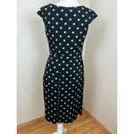 Connected Apparel Macy's Black with Turquios Polka Dot Dress Size 10 Photo 1