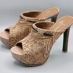 Circus by Sam Edelman Leigh Black Red Gold Platform Heel Shoe Open Toe Pump 6.5M Photo 9