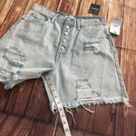 Forever 21 Women High Rise Relaxed Fit Distressed Light Blue Mom Shorts Size 29” Photo 5