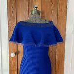 Tadashi Shoji  Tobara Pintucked Off Shoulder Ruffle Dress Electric Blue~ XS 🧡🎀 Photo 4