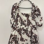 Ophelia Roe White button-up midi dress. red & black leopard print, puff sleeves, square neck Photo 8