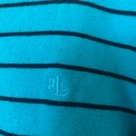 Ralph Lauren LRL Long Sleeve Crewneck pullover Striped Cotton Tee Teal L Photo 4