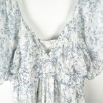 Storia  Daphne Blue White Floral High Slits Eyelet Detailing Maxi Dress Size 3XL Photo 7