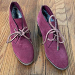 Tory Burch Fur lined Suede Heel Low Ankle Boots Red size 7.5 Photo 0