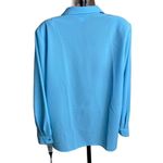 Womens Button Down Dress Blouse Lightweight Blue Top Plus Size 1X Shoulder Pads Photo 5